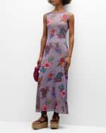 Image 5 of 6: Fuzzi Sleeveless Floral Lace-Print Maxi Dress