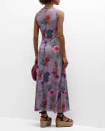 Image 4 of 6: Fuzzi Sleeveless Floral Lace-Print Maxi Dress