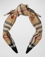 Image 2 of 2: Burberry Girl's Soft Knot Check Headband