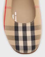 Image 4 of 6: Burberry Girl's Seth Check Ballerina Flats, Baby/Toddlers