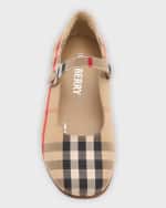 Image 6 of 6: Burberry Girl's Seth Check Ballerina Flats, Baby/Toddlers