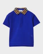Image 1 of 3: Burberry Boy's Johane Embroidered Check Collar EKD Polo Shirt, Size 6M-2