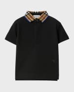Image 1 of 3: Burberry Boy's Johane Check Collar EKD Polo Shirt, Size 6M-2