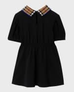 Image 2 of 3: Burberry Girl's Alesea Check Collar Polo Dress, Size 6M-2