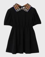 Image 1 of 3: Burberry Girl's Alesea Check Collar Polo Dress, Size 6M-2