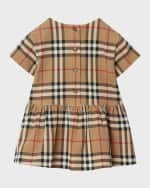 Image 2 of 2: Burberry Girl's Lena Check Jersey Short-Sleeve Dress, Size 1M-18M