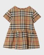 Image 1 of 2: Burberry Girl's Lena Check Jersey Short-Sleeve Dress, Size 1M-18M