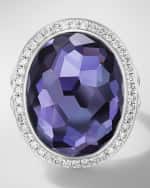 Image 3 of 3: David Yurman Oval Ring with Gemstone and Diamonds in Silver, 24.5x21mm