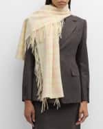 Image 1 of 4: Burberry Yellow Washed Vintage Check Cashmere Fringe Scarf