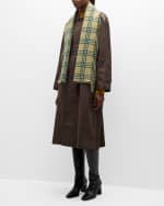Image 4 of 4: Burberry Green Washed Vintage Check Cashmere Fringe Scarf