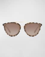 Image 2 of 2: KREWE Clio Nylon Checkered Acetate & Metal Aviator Sunglasses