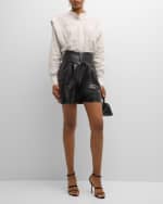 Image 5 of 6: Salon 1884 Marca Pleated Leather Shorts