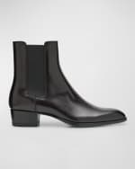 Image 1 of 6: Saint Laurent Men's Wyatt 40 Leather Chelsea Boots