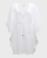 Image 1 of 6: Melissa Odabash Ivy Lace Crochet Fringe-Trim Mini Dress