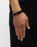 Image 2 of 5: Saint Laurent Cassandre Metal and Leather Bracelet