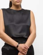 Image 5 of 5: Saint Laurent Cassandre Metal and Leather Bracelet