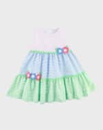 Image 5 of 6: Florence Eiseman Girl's Pastel Striped Seersucker Dress, Size 2-6