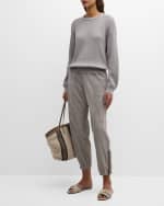Image 5 of 6: Brunello Cucinelli Monili Zip-Hem Suede Pull-On Joggers