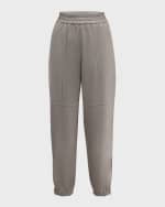 Image 1 of 6: Brunello Cucinelli Monili Zip-Hem Suede Pull-On Joggers