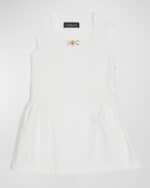Image 4 of 5: Versace Girl's Barocco Sangallo Sleeveless Poplin Dress, Size 8-14