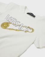 Image 5 of 5: Versace Girl's Logo Pin-Print Short-Sleeve T-Shirt, Size 4-6