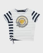 Image 4 of 5: Versace Girl's Marine Logo-Print Jersey T-Shirt, Size 8-14