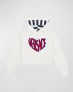 Image 4 of 5: Versace Girl's Logo Embroidered Cotton Fleece Sweatshirt, Size 8-14