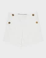Image 4 of 5: Versace Gabardine Shorts with Medusa Sailor Buttons, Size 4-6
