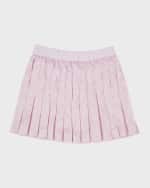 Image 4 of 5: Versace Girl's Barocco-Print Pleated Twill Mini Skirt, Size 8-14