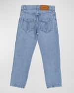 Image 5 of 5: Versace Girl's Floral Embroidered Denim Jeans, Size 8-14