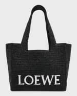 Image 1 of 6: Loewe Logo Medium Tote Bag in Raffia
