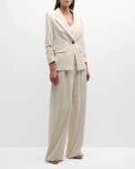 Image 7 of 7: Veronica Beard Heyser Stripe Straight-Leg Pants