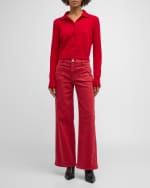 Image 5 of 6: FRAME Le Slim Palazzo Bardot Pocket Jeans