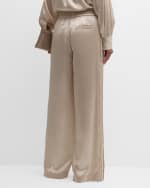 Image 4 of 6: Brunello Cucinelli Elastic Waistband Wide Leg Satin Pants