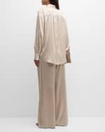 Image 3 of 6: Brunello Cucinelli Satin Tunic Button-Front Shirt with Sequin Detail