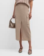 Image 2 of 6: Brunello Cucinelli Organza Sheer Cargo Maxi Skirt