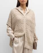 Image 2 of 6: Brunello Cucinelli Open-Weave Knit Sweater Coat with Paillette Detail