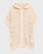Image 1 of 6: Brunello Cucinelli Open-Weave Knit Sweater Coat with Paillette Detail