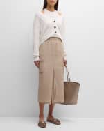 Image 5 of 6: Brunello Cucinelli Paillette Rib Oversized Linen Cardigan