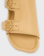 Image 4 of 6: Loewe Ease Leather Dual-Buckle Slide Sandals