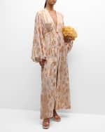 Image 5 of 6: Alexandra Miro Palm Embroidered Betty Maxi Dress Coverup