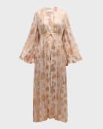 Image 1 of 6: Alexandra Miro Palm Embroidered Betty Maxi Dress Coverup