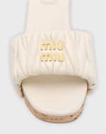 Image 4 of 6: Miu Miu Quilted Leather Ankle-Strap Platform Sandals