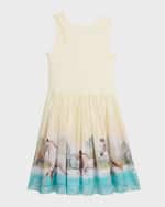 Image 2 of 3: Molo Girl's Cassandra Horse-Print Dress, Size 3T-6