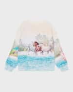 Image 2 of 2: Molo Girl's Island Horse Maxi Sweatshirt, Size 8-12