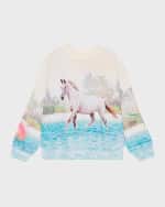 Image 1 of 2: Molo Girl's Island Horse Maxi Sweatshirt, Size 8-12