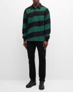 Image 5 of 6: Burberry Men's Diagonal Block Stripe Polo Shirt