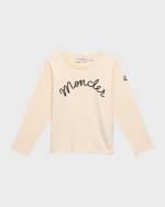 Image 1 of 3: Moncler Girl's Logo Script Long-Sleeve T-Shirt, Size 4-6