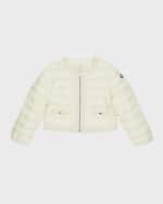 Image 1 of 5: Moncler Girl's Dafina Tweed-Trim Puffer Jacket, Size 8-14