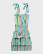 Image 2 of 3: Flowers by Zoe Girl's Metallic Stripe Dress, S-XL